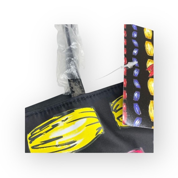 new Brighton 𖧷 Take a Beau Printed Tote with Bow 𖧷 Black Shiny Nylon 𖧷 Read - Picture 9 of 16